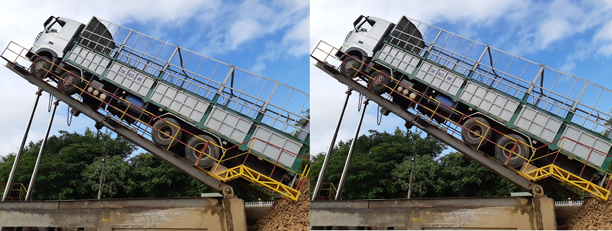 Bàn nâng xe container xe tải đổ khoai mì