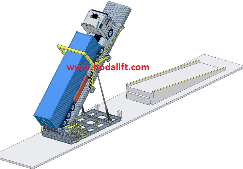 Bàn nâng xe container 80 Tấn nhập dăm gỗ tại bãi