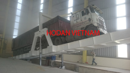 Hydraulic truck container dumper 100T for Hoa Phat animal Feeds factory in Vietnam